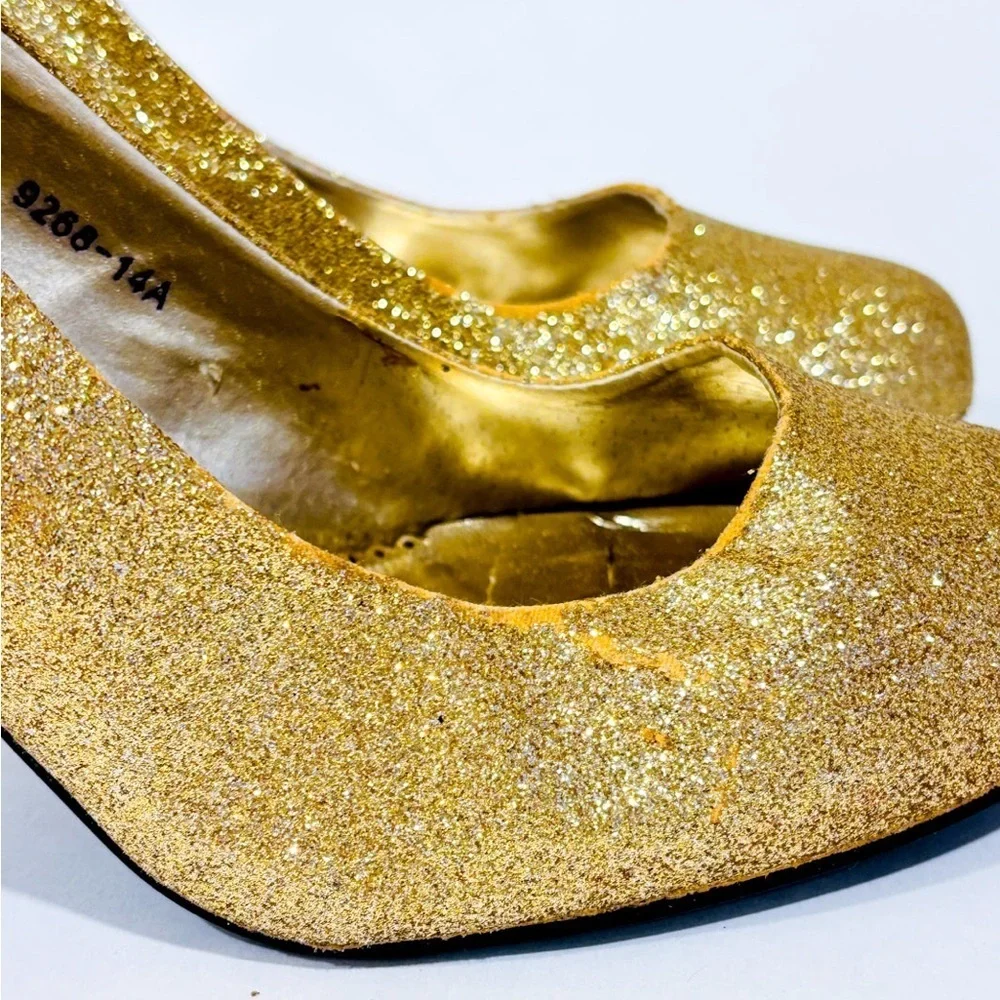 Noblez Gold Glitter High Heels Size 9.5 - Picture 4 of 8